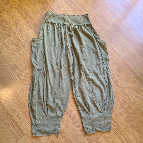 NEW NWT! BY ANTHROPOLOGIE GAUZE CRAFTED BALLOON PANTS HARREM BARREL CROP sz M - Picture 4 of 7